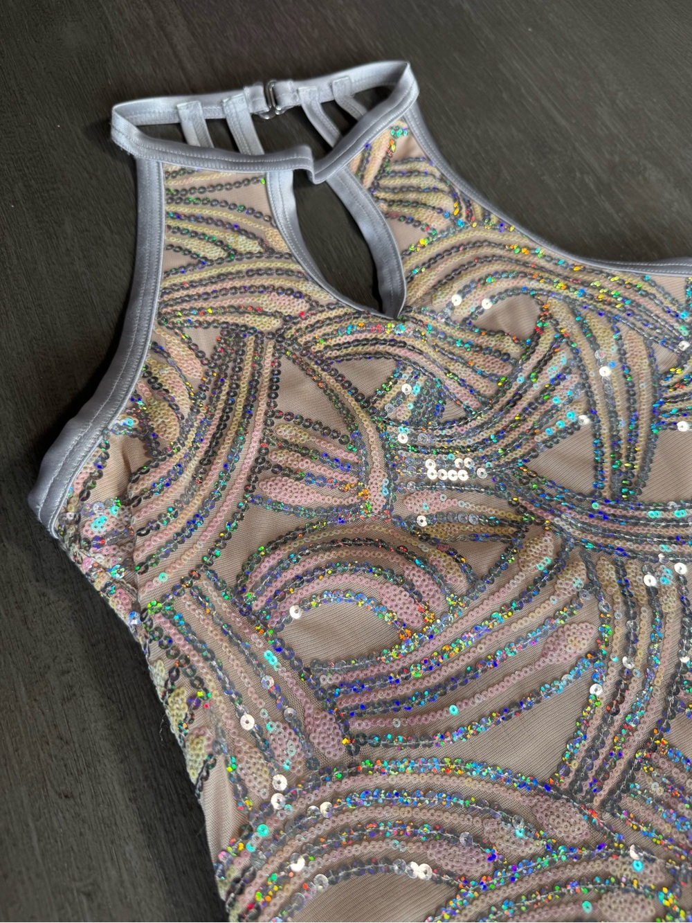 Weissman Big Girls Donāt Cry Silver Sequin Flapper Romper Dance Onesie M - Picture 5 of 10